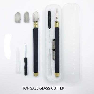 Ferramenta de corte de vidro de 2 mm com um punho de contêiner de óleo e um punho de aço preto de 145 mm